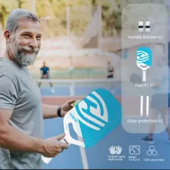 Aukfa Carbon Fiber Pickleball Racquet &ndash; 14mm polypropylene honeycomb core, watermark matte finish, thermoformed, lightweight professional racket