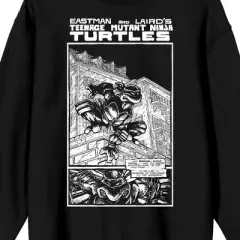 TMNT Comic Origins Crew Neck Long Sleeve Black Adult Sweatshirt