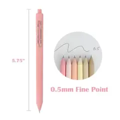 Wrapables Retractable Black Ink Gel Pens, 0.5mm Fine Point, Black ink, Set of 6