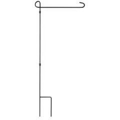 Evergreen Flag Elegant Sturdy Black Metal 3 Piece Garden Flag Stand - 15" Long x 42" High