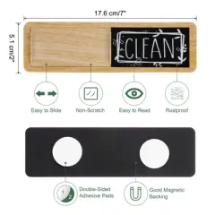 Unique Bargains Wood Kitchen Hotel Indicating Clean Dirty Sign Rectangle Dishwasher Magnet