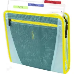 Five Star 2" Sewn Zipper Binder with File Folders Fashion Minty Palm