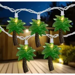 Northlight Tropical Palm Tree Indoor Outdoor Patio Light Set -  7' White Wire - 10ct