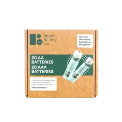 Better Battery Co. 40 Combo Kit 20 AA + 20 AAA High Performance Certified Carbon Neutral Alkaline Batteries