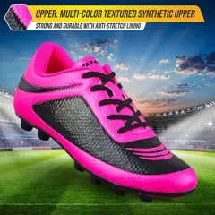 Vizari Infinity Firm Ground Soccer Cleats &ndash; Enhanced Traction & Superior Ball Control - Kids & Youth Soccer Cleats with Adjustable Straps & Padded Heels - Durable & Water-Resistant Turf Shoes