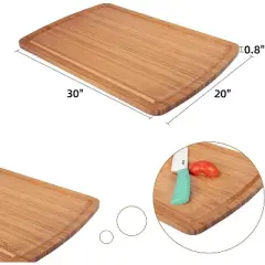 Extra Large Bamboo Cutting Board 30x20 Inch Reversible Butcher Block with Deep Juice Groove for Meat Vegetables BBQ