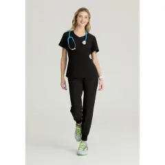 Skechers Vitality By Barco Women's Electra 3-Pocket Ribbed V-Neck Scrub Top