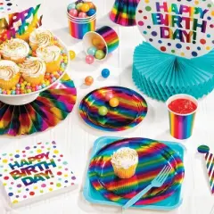 24ct Rainbow Foil Paper Plates Pink