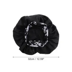 Unique Bargains Women Flowered Shower Cap Black 1 Pc
