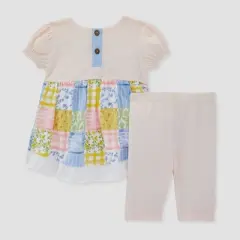 Burt's Bees Baby&reg; Baby Girls' Patchwork Quilt Tunic Sweater & Capri Leggings Set - Light Pink