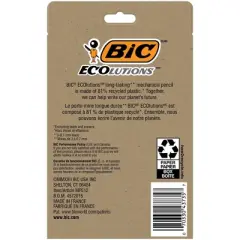 BiC 12pk ECOlutions #2 Mechanical Pencils 0.7mm: School Supplies, Erasable, Plastic, Black, 3 Years & Up