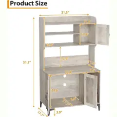 Acekool Cat Litter Box Enclosure, Multi-Functional Storage Cabinet with 3 Doors and Scratch Mat, 31.5"x17.7"x51.1"