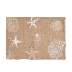 C&F Home Sandy Coast Starfish Coral Shells Placemats Set of 6 Beach Coastal, 14" x 20"