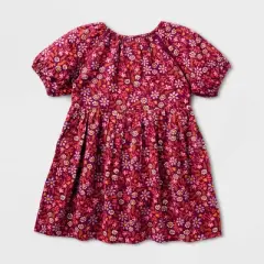Toddler Girls' Adaptive Short Sleeve Woven Dress - Cat & Jack&trade; Burgundy