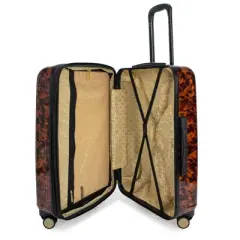 Badgley Mischka Tortoise Expandable Hardside Checked 3pc Luggage Set