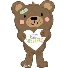 LoonBalloon 30 Inch Get Well Feel Better Bear Balloon with 4 Latex Balloons &ndash; Cute & Uplifting Get Well Soon Balloon Set