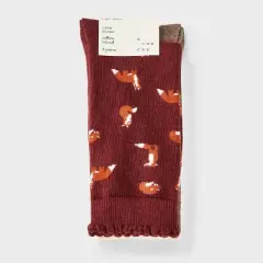 Women's Foxes Scallop Cuff 3pk Crew Socks - A New Day&trade; Burgundy/Brown Heather/Ivory 4-10