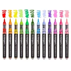 KINGART PRO Acrylic Paint Brush Pens 12 Foral Colors