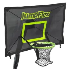 JumpFlex PROJAM Hero Basketball Hoop and Net Flexible Attachment Game for JumpFlex Trampolines with Soft Basketball, Black and Green