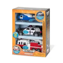 DRIVEN &ndash; Small Toy Emergency Vehicle Set &ndash; Micro Rescue Fleet - 3 pk