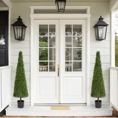 NAYSAYE Planter Artificial Boxwood Topiary Tree Plant for Indoor Outdoor Garden Decoration, Green, 34.2"*14.5"*13.4"