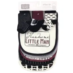 Hudson Baby Infant Boy Cotton Bib and Sock Set 8pk, Vintage Little Man, One Size