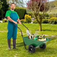 Tangkula Dual-Wheel Wheelbarrow w/ Pneumatic Tires 330 LBS Load Capacity 21 Gal Volume