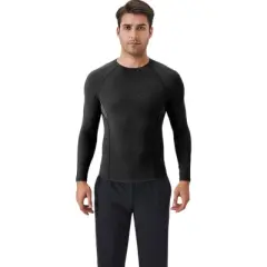 Anna-Kaci Active Men's Long Sleeve Compression Shirt with Stretch Fit and Athletic Seam Detailing