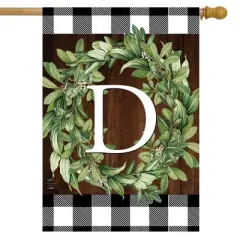 Wreath Monogram D Double-Sided House Flag Everyday 28" x 40" Briarwood Lane