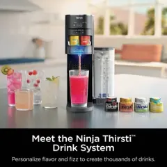 Ninja Thirsti Drink System Black WC1001: Stainless Steel & Plastic, 60L Cartridge, 9" Tall, 1-Year Warranty