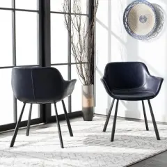 Arlo Mid Century Dining Chair (Set of 2) - Midnight Blue/Black - Safavieh
