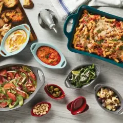 Rachael Ray Ceramic 9"x13"/4.5qt Baker Teal: Nonstick Lasagna & Casserole Baking Dish, Dishwasher-Safe, Riveted Handle