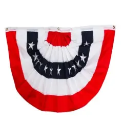 Patriotic Embroidered Bunting USA 72" x 36" Pleated Banner with Brass Grommets Briarwood Lane