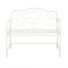 41" Retro Outdoor Garden Bench,Metal Patio Leisure Armrest Bench,2-3 Seater Metal Cut Out Backrest Park Leisure Bench-Coolbibila