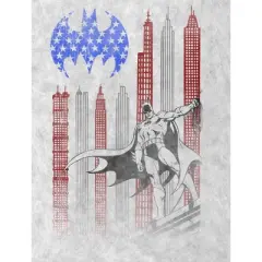 Batman Gotham City American Flag Skyscape White T-shirt Toddler Boy to Youth Boy
