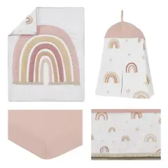 Sweet Jojo Designs Girl Baby Crib Bedding Set - Boho Rainbow Collection 4pc