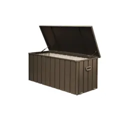 DOMETOUR 160 Gallon Waterproof Outdoor Deck Box, Large Patio Storage Bin for Cushions, Tools, Lockable (Dark Brown)