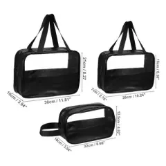 Unique Bargains Women's Durable Transparent Patchwork Makeup Bag 3 Pcs