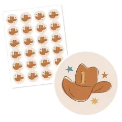 My First Rodeo - Little Cowboy 1st Birthday Party Circle Sticker Labels - 24 Count