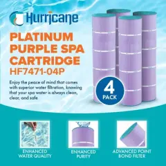 Hurricane 8 Pack HF7471-04P Platinum Purple Pool and Spa Filter Cartridge Replacement for PCC105, Unicel C-7471, Filbur FC-1977