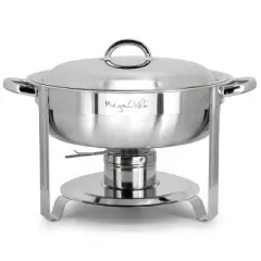MegaChef 3.7 Quart Round Stainless Steel Professional Chafing Dish/Food Warmer/Buffet Server Serving Trays