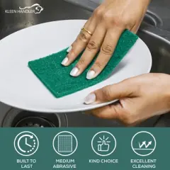 Bison Life Medium Duty Scouring Pads - 40ct Scrub Sponges for Cleaning - 4 x 6 - Green