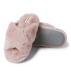 Dearfoams Kid's Jess Furry Crossband Slide Slippers
