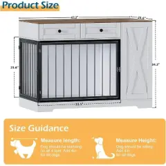 PAKASEPT Dog Crate Furniture, 47"W Dog Crate with Storage Cabinet and Feeder, Dog Kennel Furniture with Double Doors for Small/Medium/Large Dog
