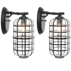 Rigel 8" Outdoor Sconce (Set of 2) - PLT7032 - Black - Safavieh