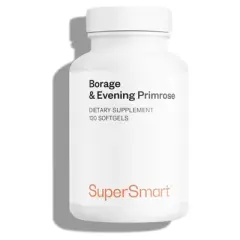 SuperSmart Borage & Evening Primrose - GLA Oil Gamma Linolenic Acid Cold Pressed - with Vitamin E | Non-GMO & Gluten Free - 120 Softgels