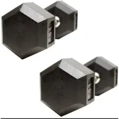 Amber Fight Gear Barbell Rubber encased Hex Dumbbell Weights with Metal Handles for Strength Training, Full Body Workout. Sold as a Pairs