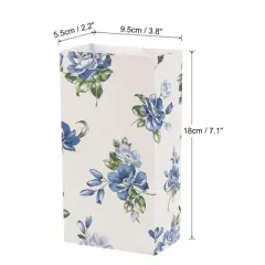 Unique Bargains Paper Gift Bag Pack Blue Flower Storage Bag for Party Favor 50 Pcs