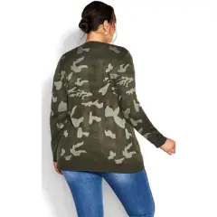Women's Plus Size Print Longline Cardigan - camo | AVENUE