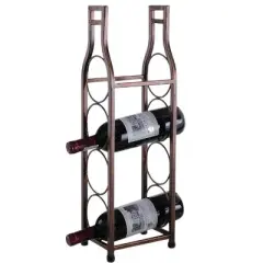 Kings Brand Furniture - Countertop Tabletop Wine Rack, Wine Bottle Storage Holder for Home Kitchen & Bar - Brushed Copper - No Assembly Required